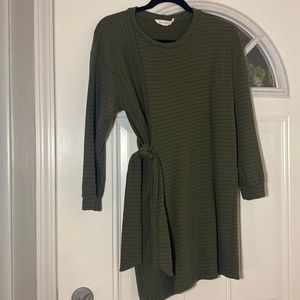 Green and black stripped sweater dress in great condition!